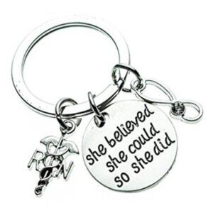 Nurse Keychain - She Believed She Could So She Did - RN